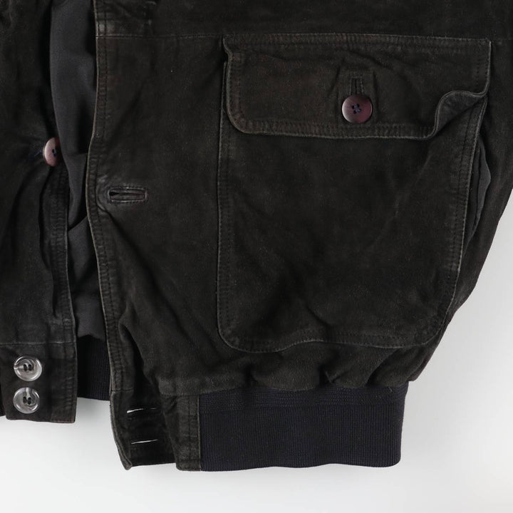 Balster Jacket, Suede Leather Blouson, Men's Size L genuine leather black type Vintage Second Hand