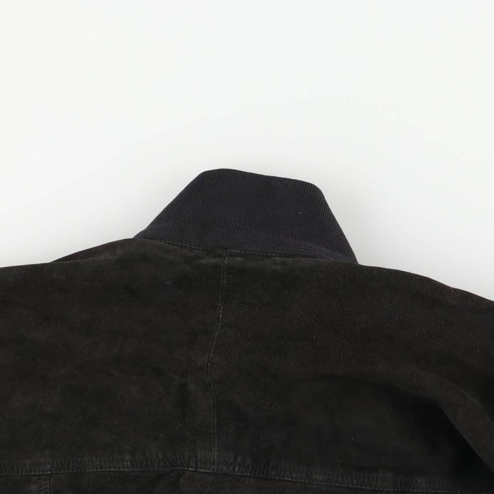Balster Jacket, Suede Leather Blouson, Men's Size L genuine leather black type Vintage Second Hand