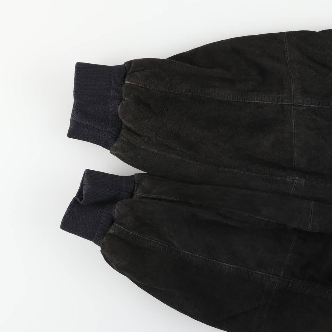 Balster Jacket, Suede Leather Blouson, Men's Size L genuine leather black type Vintage Second Hand