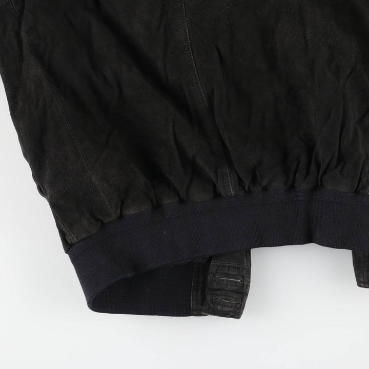 Balster Jacket, Suede Leather Blouson, Men's Size L genuine leather black type Vintage Second Hand