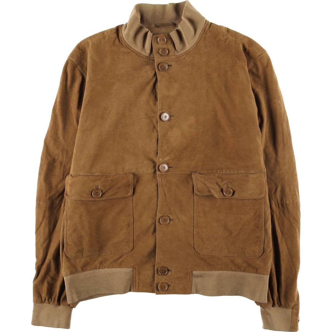 Hugo Boss Balster Jacket, Suede Leather Blouson, Men's Size L Genuine Leather Suede Leather brown type Vintage Second Hand