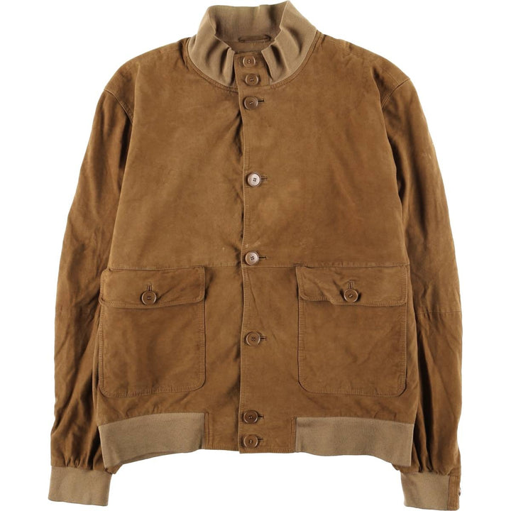 Hugo Boss Balster Jacket, Suede Leather Blouson, Men's Size L Genuine Leather Suede Leather brown type Vintage Second Hand