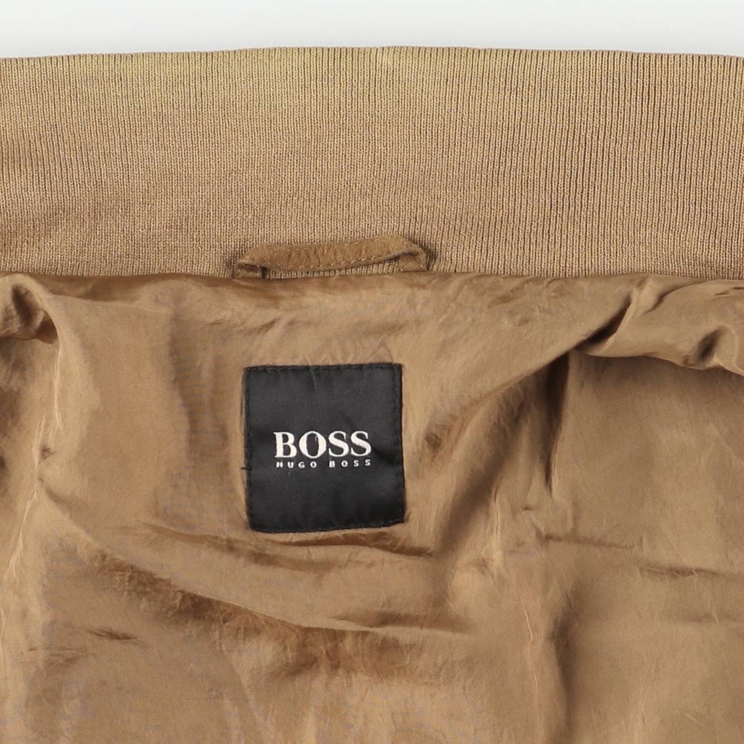 Hugo Boss Balster Jacket, Suede Leather Blouson, Men's Size L Genuine Leather Suede Leather brown type Vintage Second Hand
