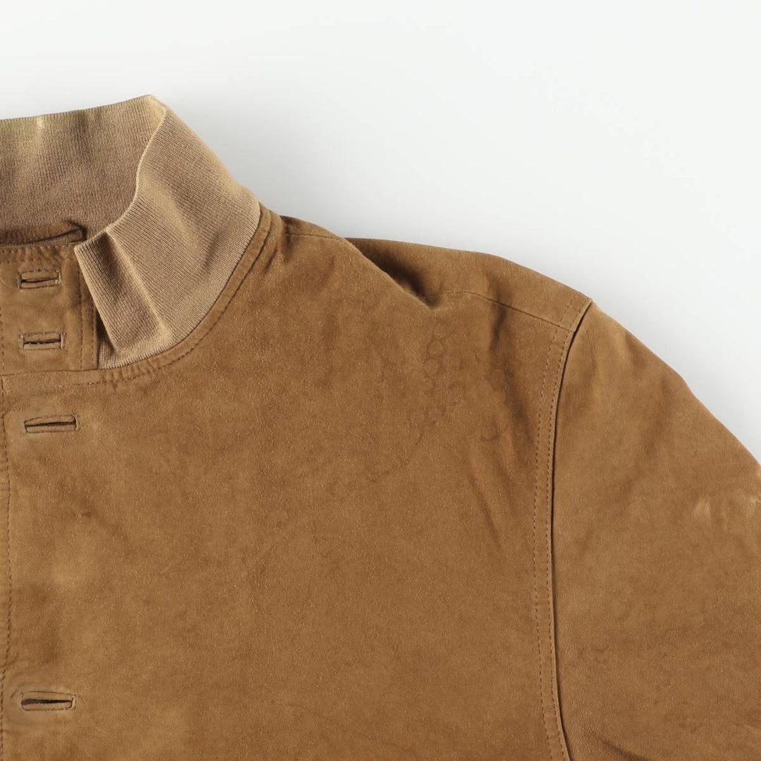 Hugo Boss Balster Jacket, Suede Leather Blouson, Men's Size L Genuine Leather Suede Leather brown type Vintage Second Hand