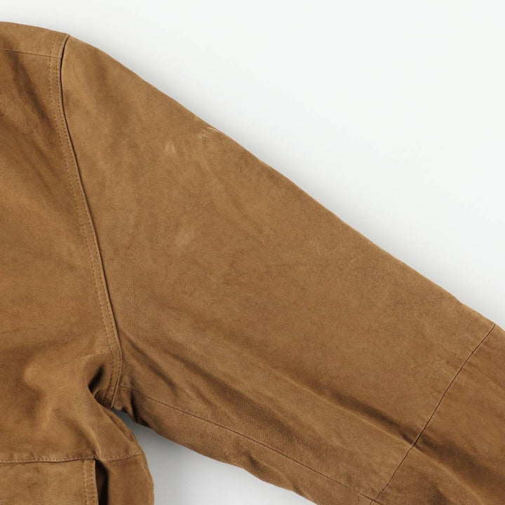Hugo Boss Balster Jacket, Suede Leather Blouson, Men's Size L Genuine Leather Suede Leather brown type Vintage Second Hand