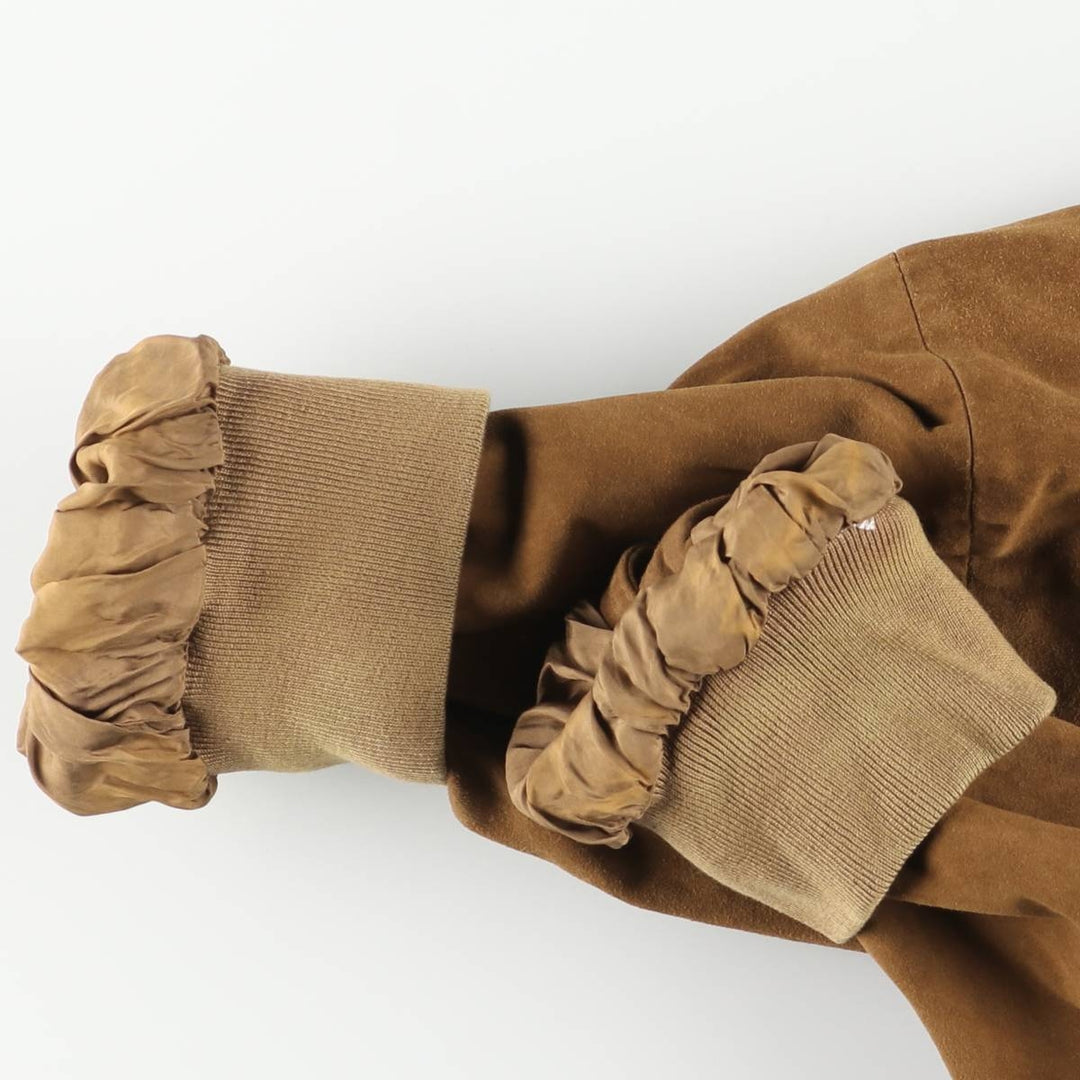 Hugo Boss Balster Jacket, Suede Leather Blouson, Men's Size L Genuine Leather Suede Leather brown type Vintage Second Hand