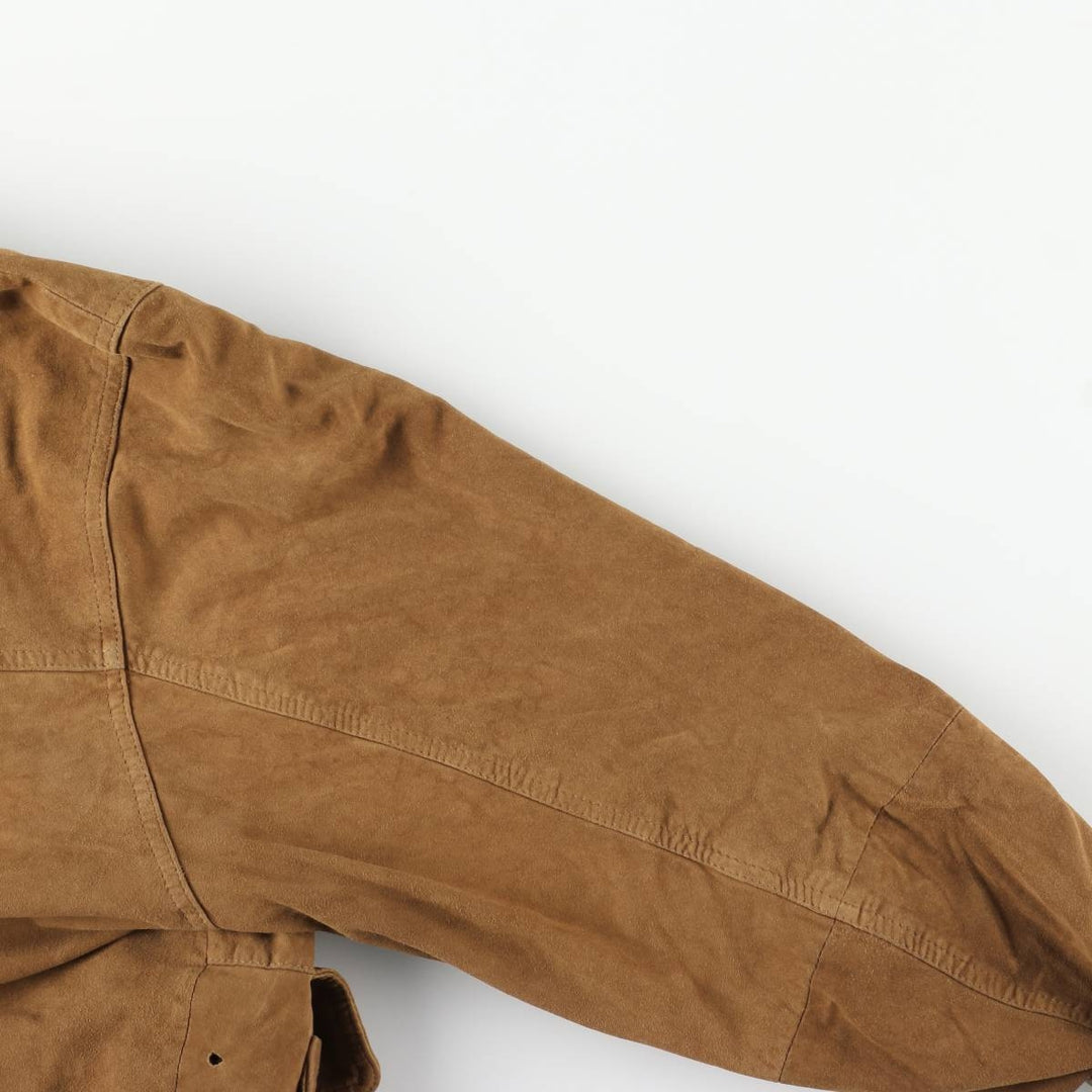 Hugo Boss Balster Jacket, Suede Leather Blouson, Men's Size L Genuine Leather Suede Leather brown type Vintage Second Hand