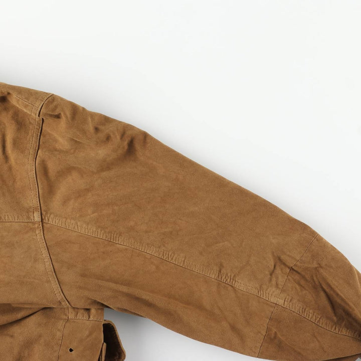 Hugo Boss Balster Jacket, Suede Leather Blouson, Men's Size L Genuine Leather Suede Leather brown type Vintage Second Hand