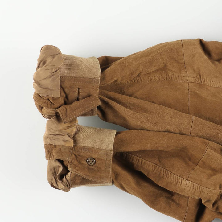 Hugo Boss Balster Jacket, Suede Leather Blouson, Men's Size L Genuine Leather Suede Leather brown type Vintage Second Hand