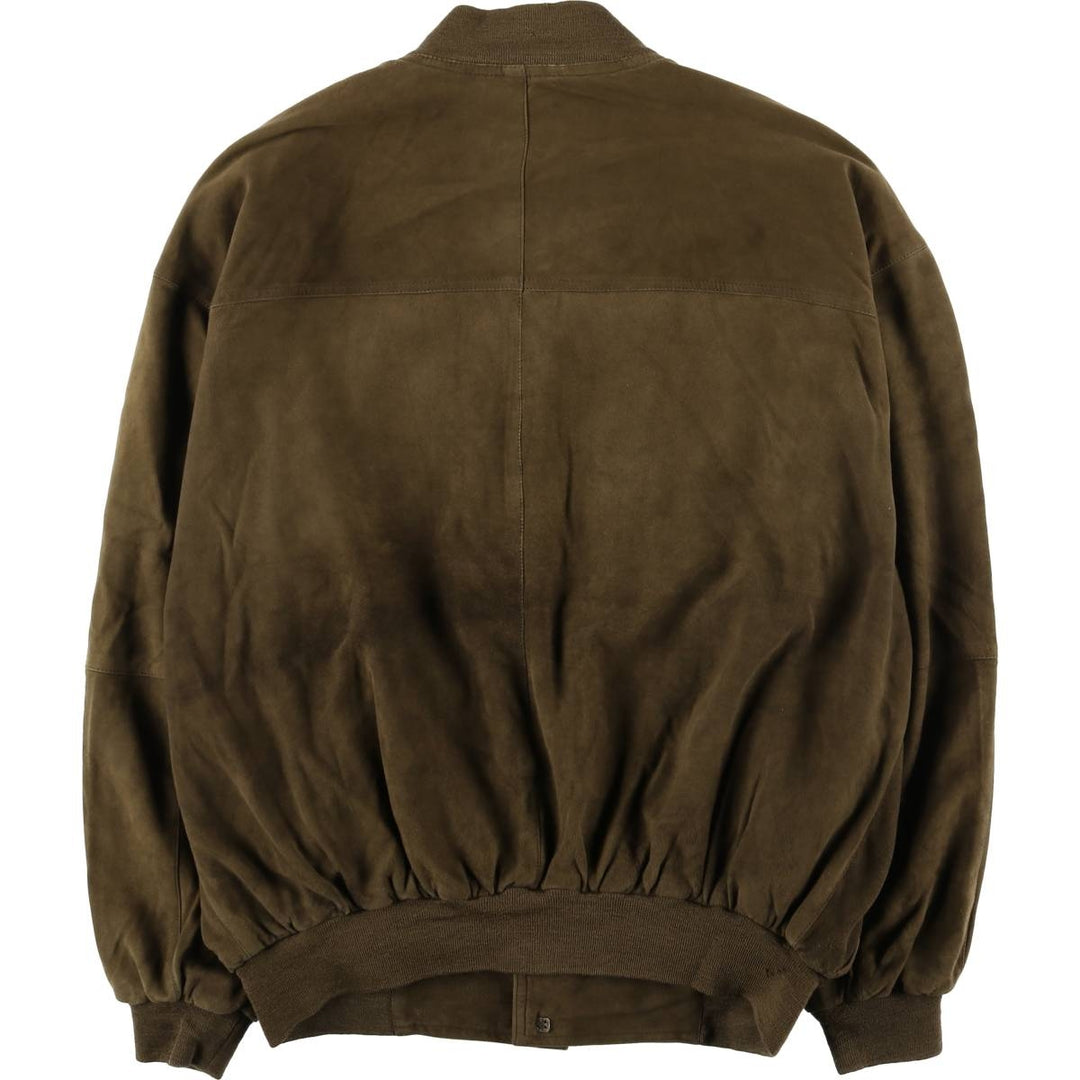 CHRIST suede leather blouson, men's size XL unclear Khaki type brown Vintage Second Hand