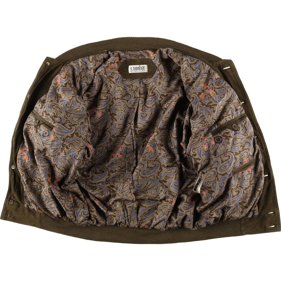 CHRIST suede leather blouson, men's size XL unclear Khaki type brown Vintage Second Hand