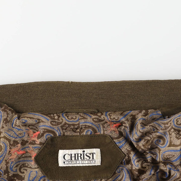 CHRIST suede leather blouson, men's size XL unclear Khaki type brown Vintage Second Hand
