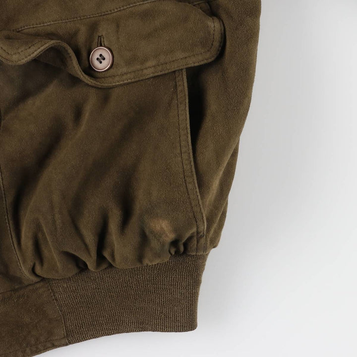 CHRIST suede leather blouson, men's size XL unclear Khaki type brown Vintage Second Hand