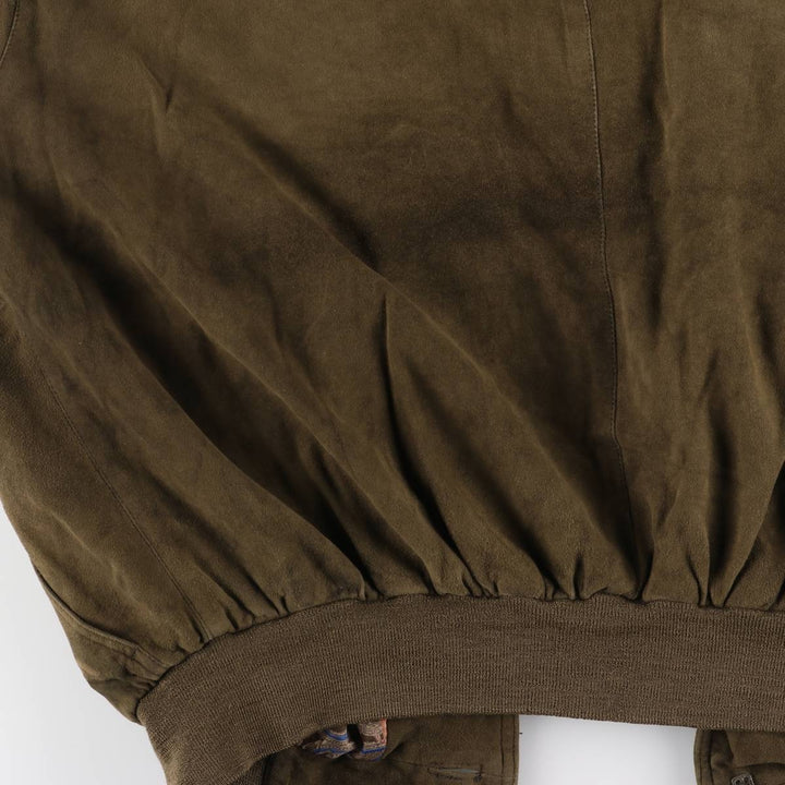 CHRIST suede leather blouson, men's size XL unclear Khaki type brown Vintage Second Hand