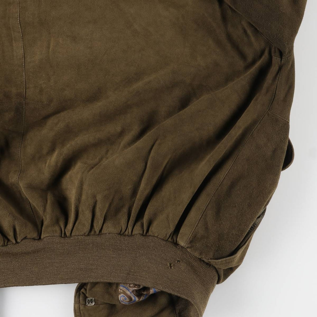 CHRIST suede leather blouson, men's size XL unclear Khaki type brown Vintage Second Hand