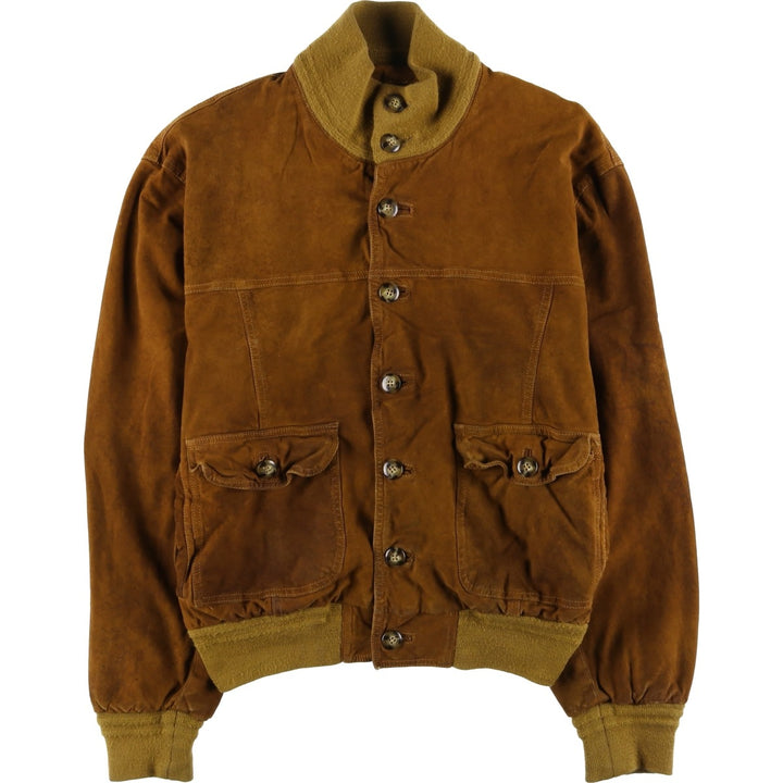 Vintage suede leather balster jacket, made in Italy, size L, men's size L Genuine Leather Suede Leather brown type Vintage Second Hand
