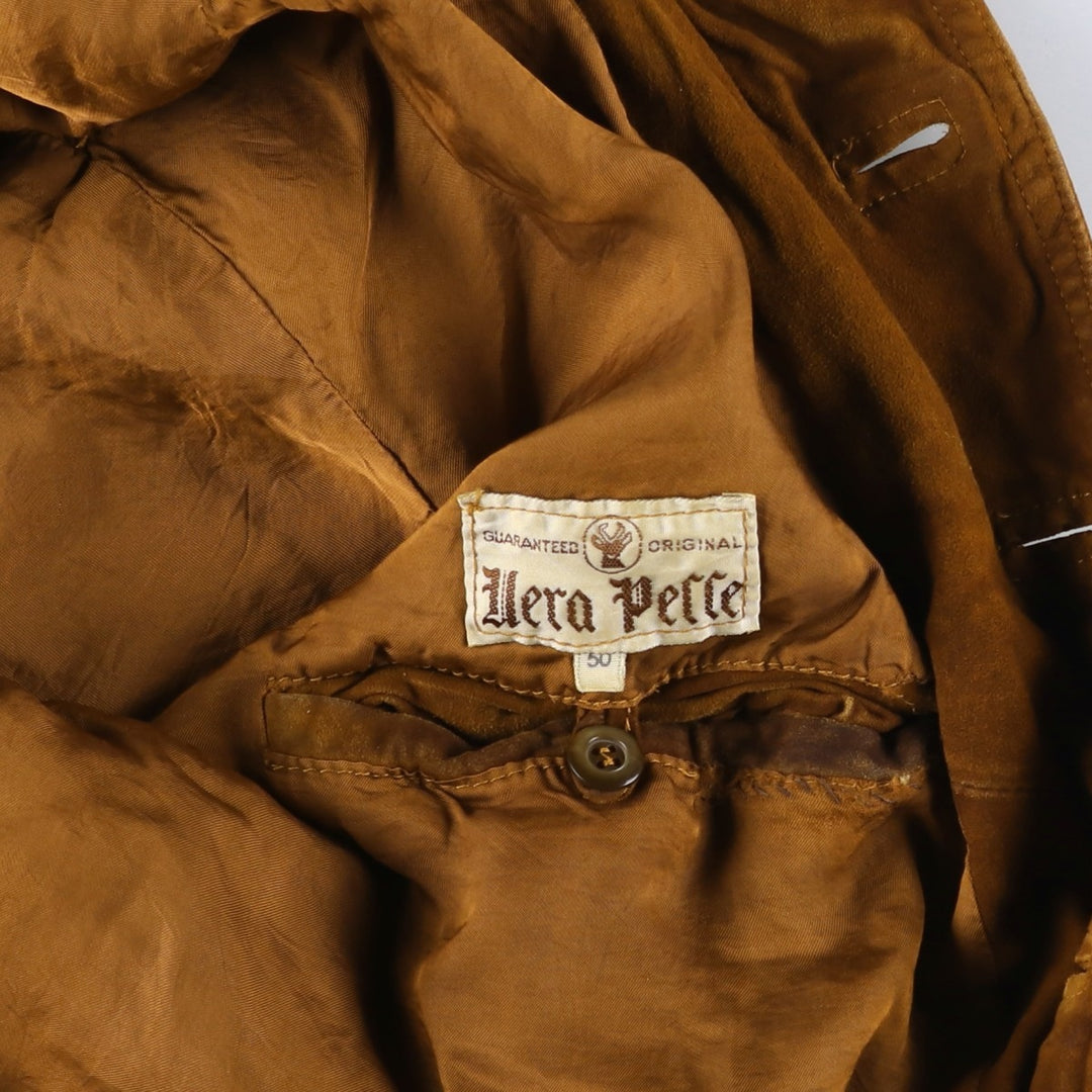 Vintage suede leather balster jacket, made in Italy, size L, men's size L Genuine Leather Suede Leather brown type Vintage Second Hand