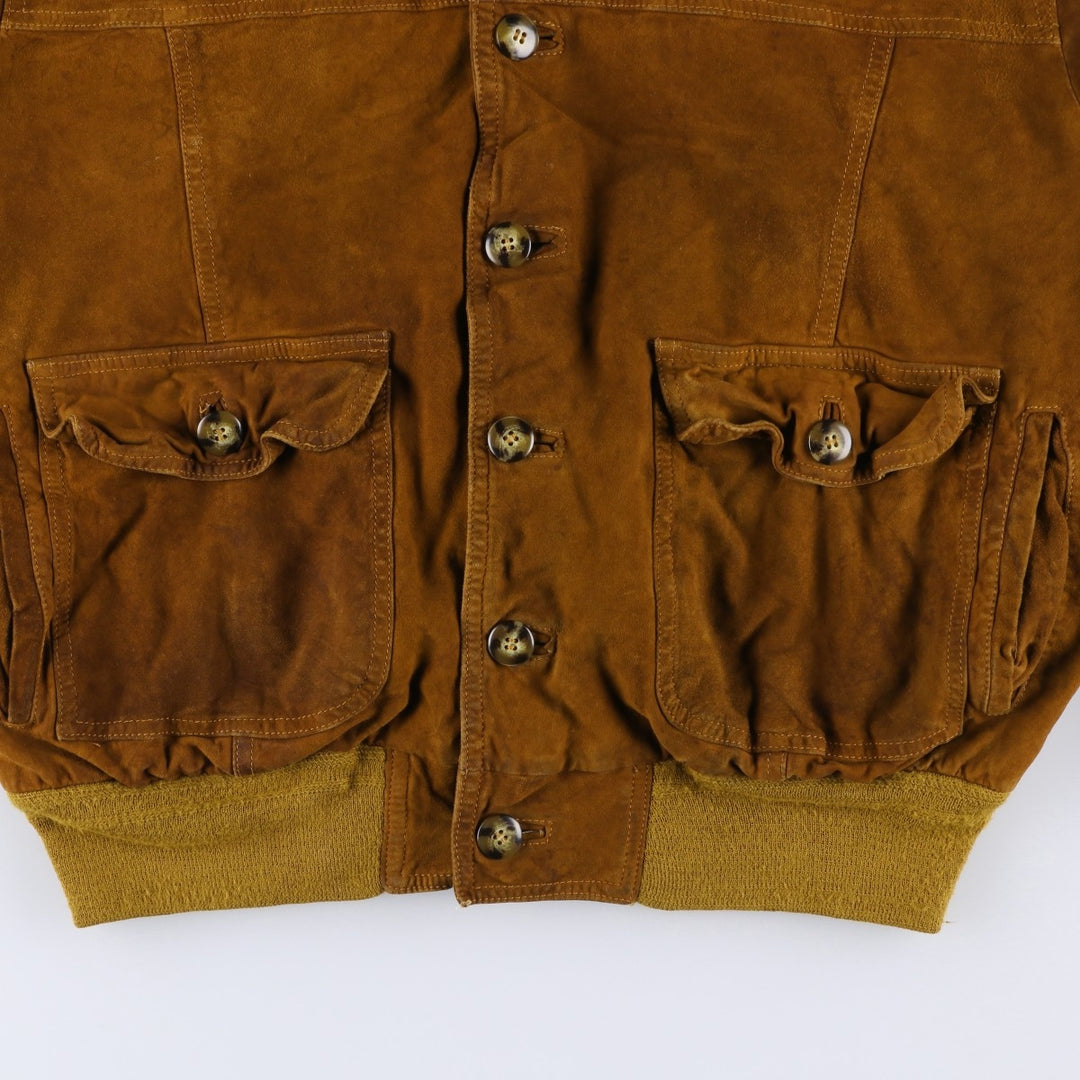 Vintage suede leather balster jacket, made in Italy, size L, men's size L Genuine Leather Suede Leather brown type Vintage Second Hand