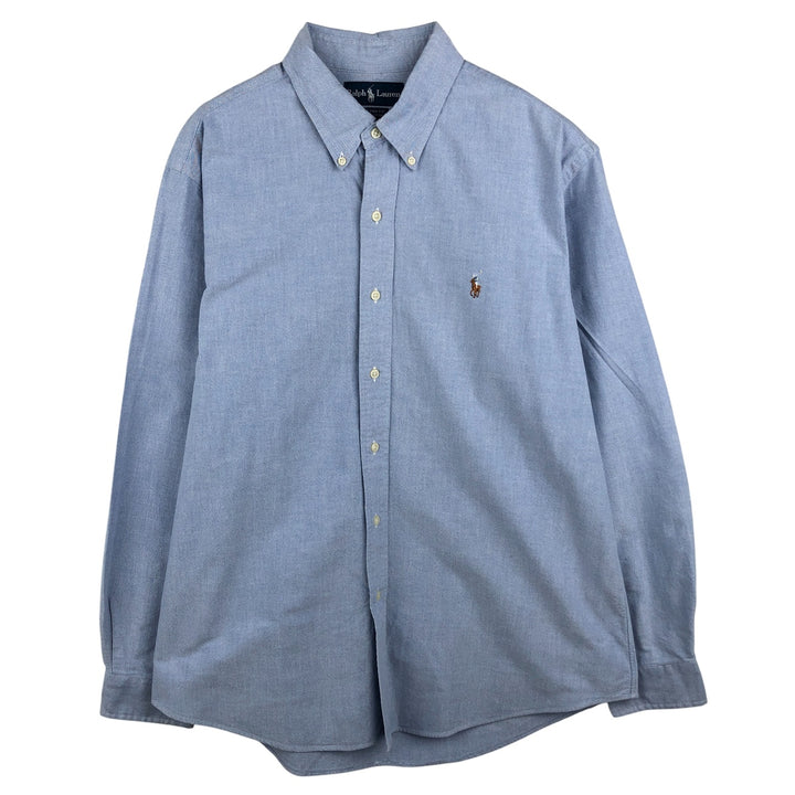 Ralph Lauren CUSTOM FIT long sleeve button down shirt, men's XL size cotton Blue type light blue Vintage Second Hand