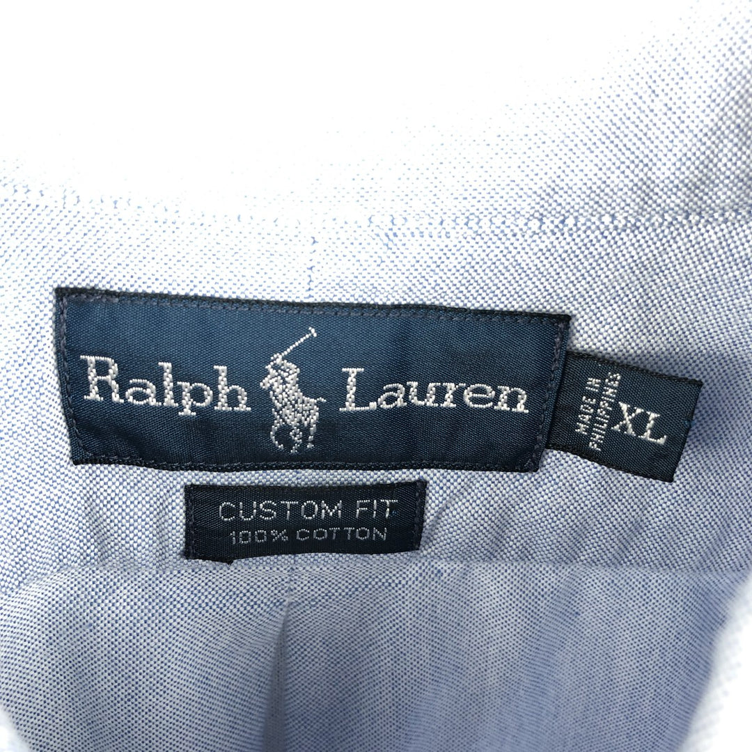 Ralph Lauren CUSTOM FIT long sleeve button down shirt, men's XL size cotton Blue type light blue Vintage Second Hand