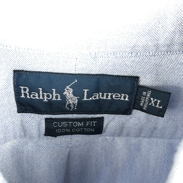 Ralph Lauren CUSTOM FIT long sleeve button down shirt, men's XL size cotton Blue type light blue Vintage Second Hand