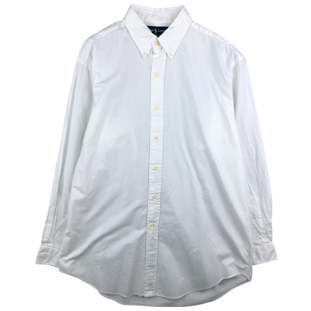 Ralph Lauren YARMOUTH long sleeve button down shirt, men's size L cotton white type Vintage Second Hand