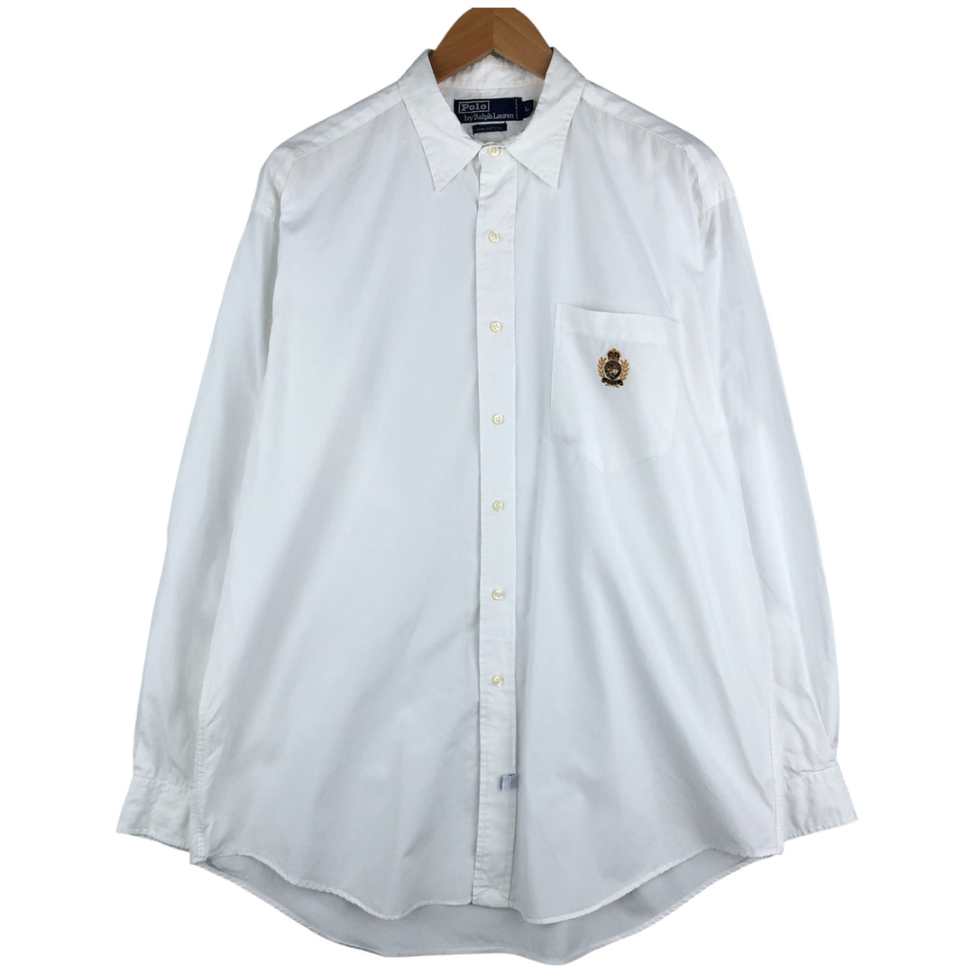 Ralph Lauren POLO by Ralph Lauren long sleeve cotton shirt, men's size L cotton white type Vintage Second Hand