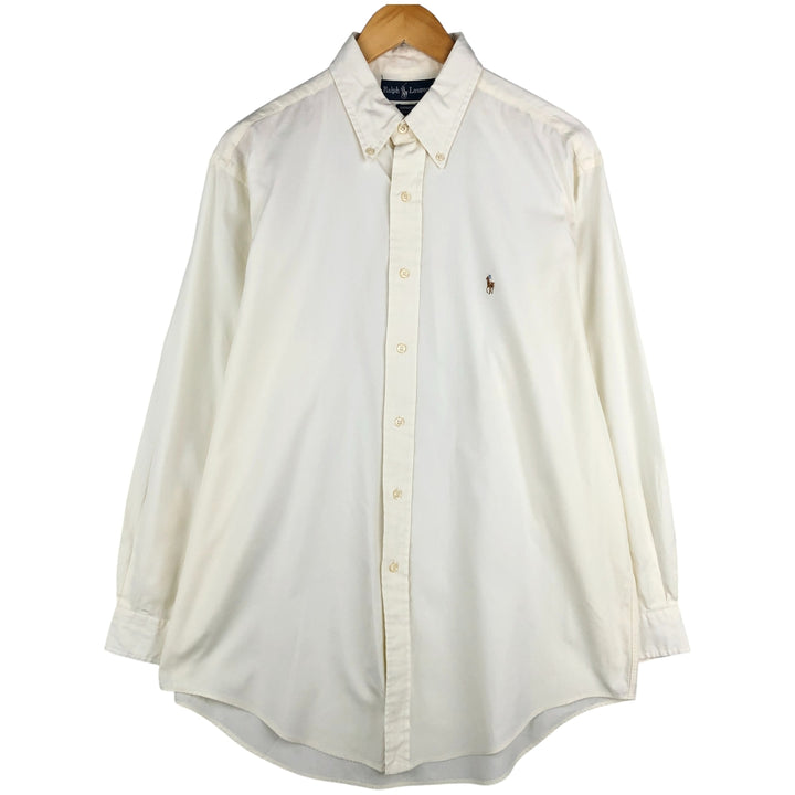 Ralph Lauren YARMOUTH long sleeve button down shirt, men's size L cotton ivory Vintage Second Hand