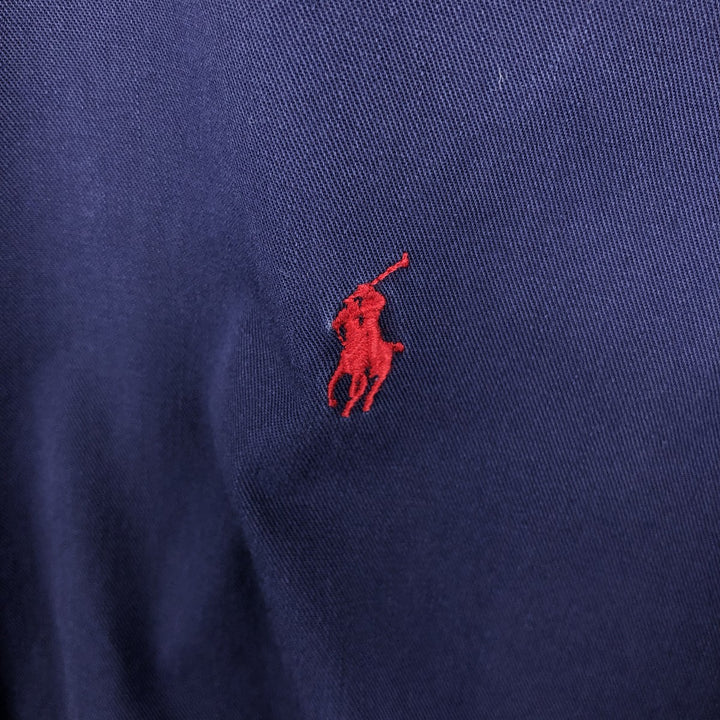 Ralph Lauren long sleeve button down shirt, men's size L cotton navy blue type Vintage Second Hand