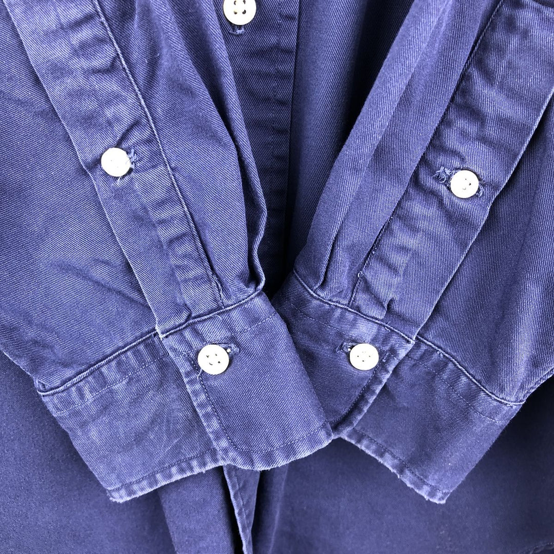 Ralph Lauren long sleeve button down shirt, men's size L cotton navy blue type Vintage Second Hand