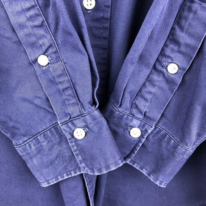 Ralph Lauren long sleeve button down shirt, men's size L cotton navy blue type Vintage Second Hand