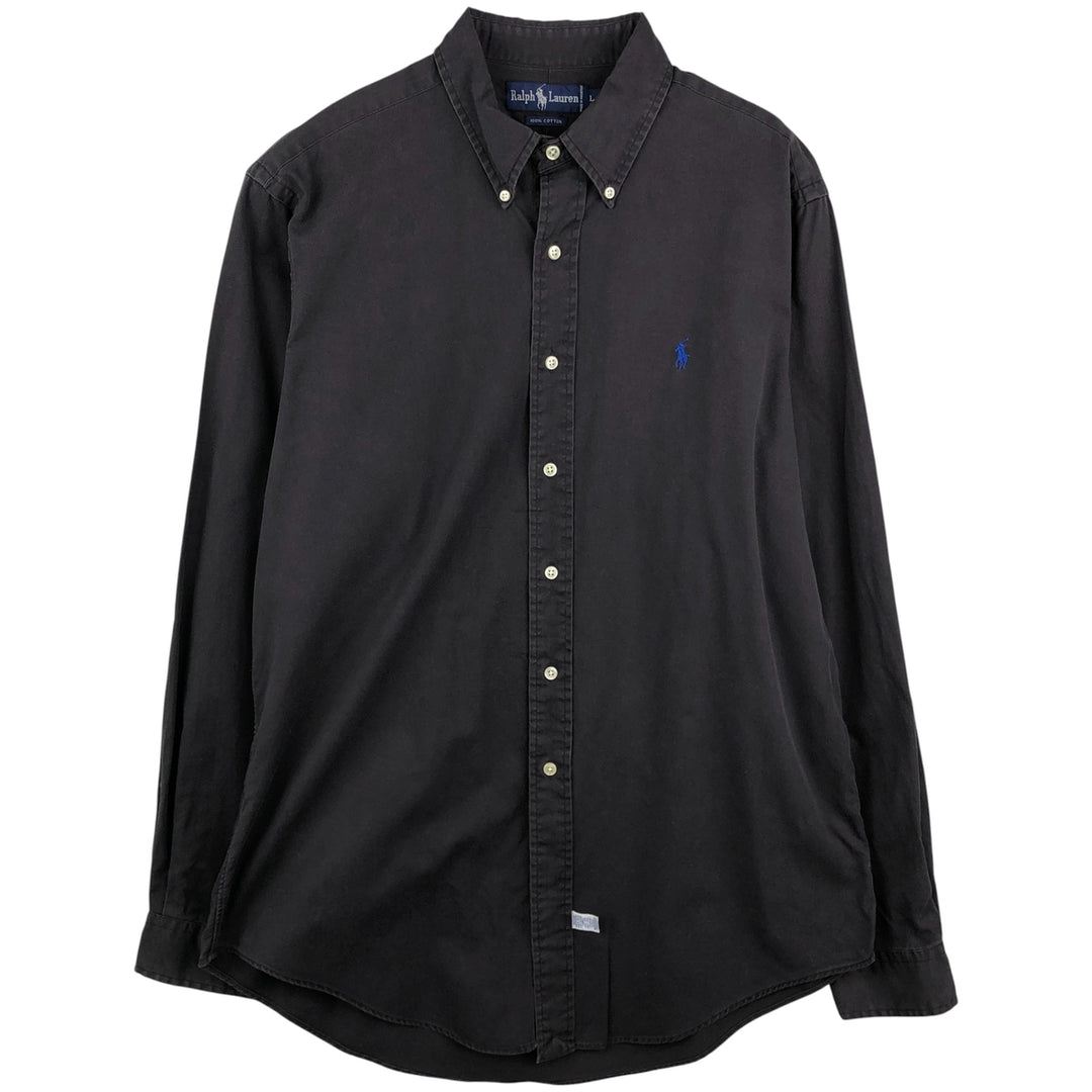 Ralph Lauren long sleeve button down shirt, men's size L cotton black type Vintage Second Hand