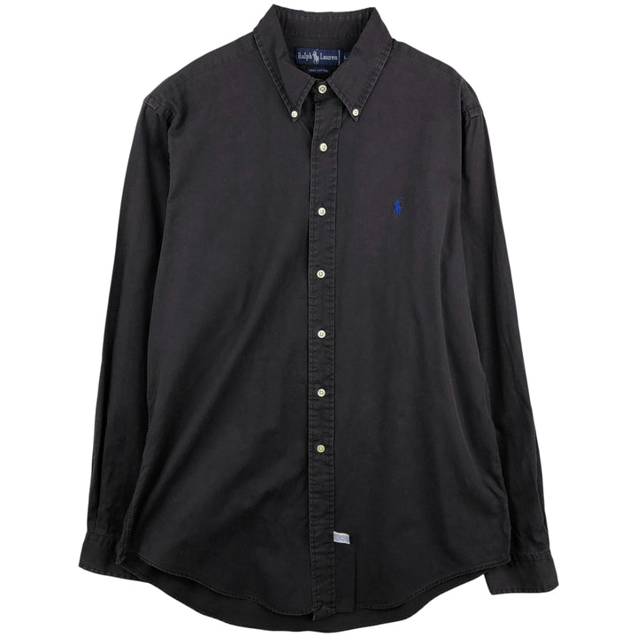 Ralph Lauren long sleeve button down shirt, men's size L cotton black type Vintage Second Hand