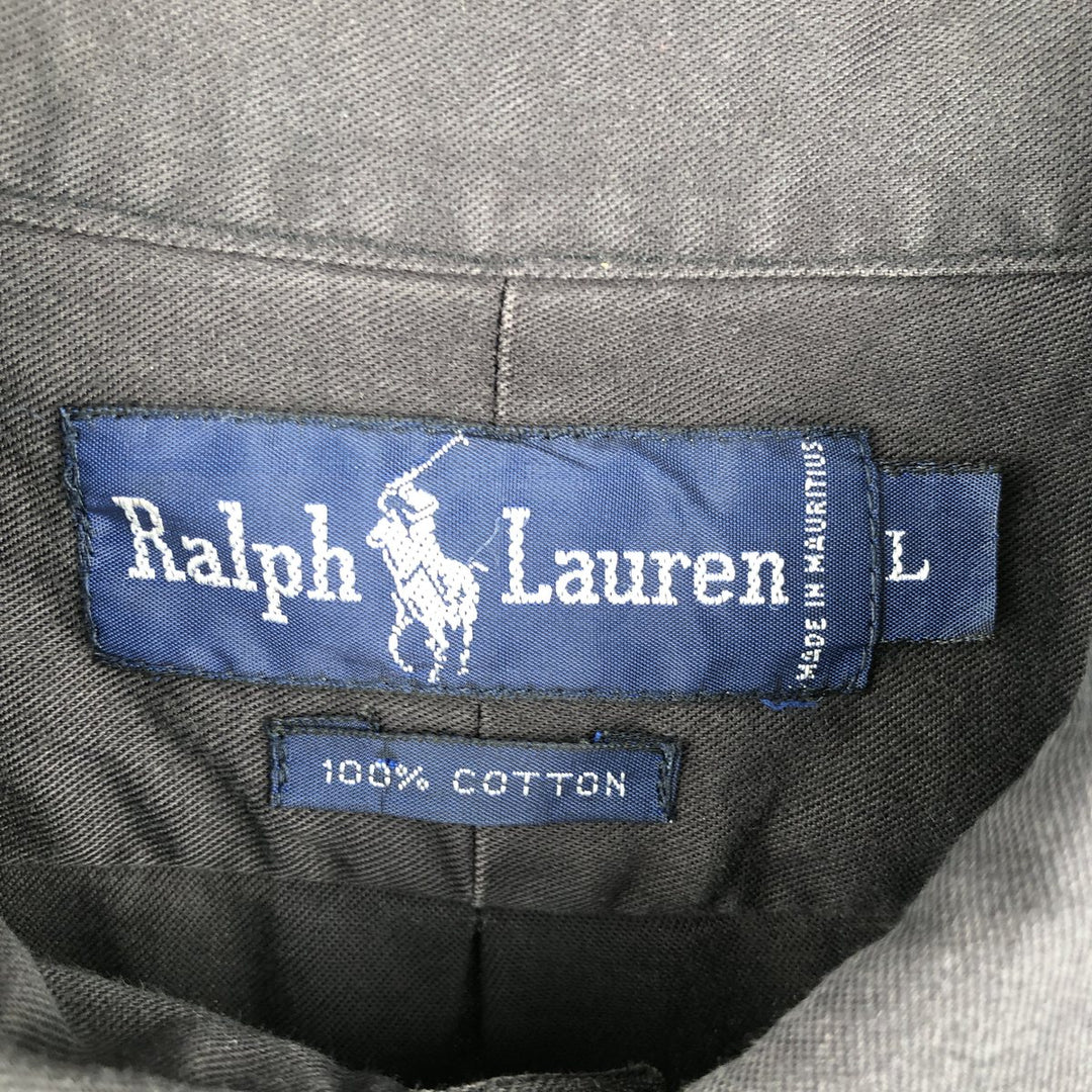 Ralph Lauren long sleeve button down shirt, men's size L cotton black type Vintage Second Hand
