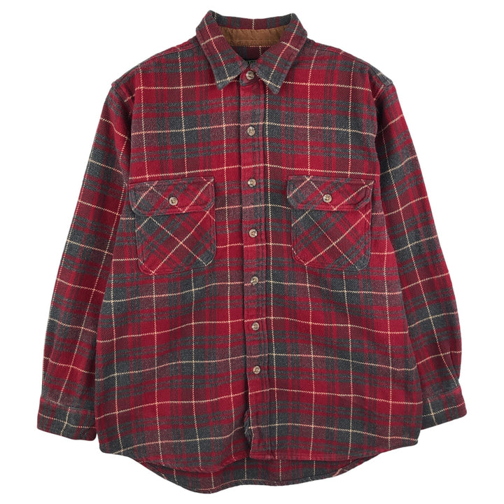 FIELD AND STREAM Long Sleeve Heavy Flannel Check Shirt, Men's Size M cotton red type Vintage Second Hand