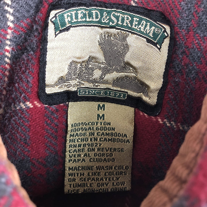 FIELD AND STREAM Long Sleeve Heavy Flannel Check Shirt, Men's Size M cotton red type Vintage Second Hand