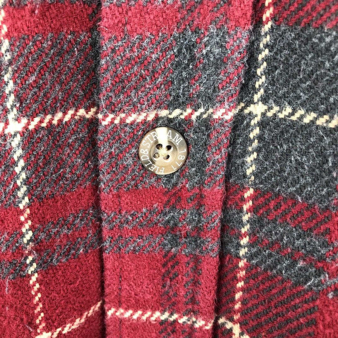 FIELD AND STREAM Long Sleeve Heavy Flannel Check Shirt, Men's Size M cotton red type Vintage Second Hand