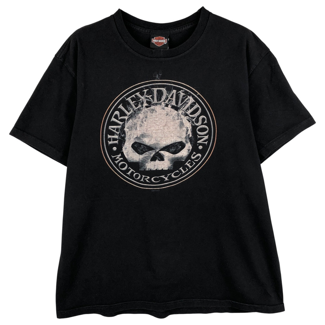 Harley-Davidson Eagle Pattern Skull Pattern Motorcycle T-Shirt, Made in USA, Men's Size L cotton black type Vintage Second Hand