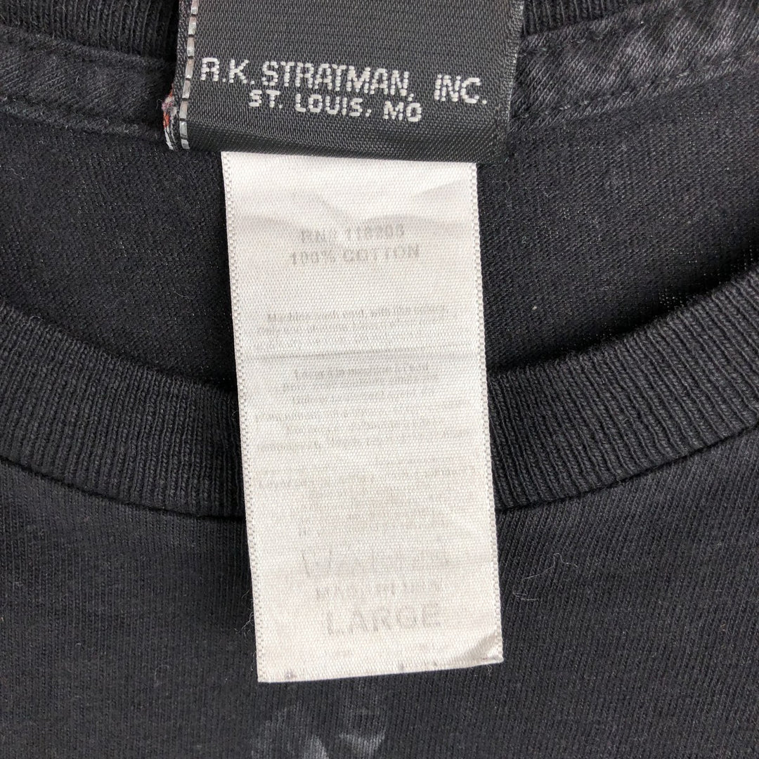 Harley-Davidson Eagle Pattern Skull Pattern Motorcycle T-Shirt, Made in USA, Men's Size L cotton black type Vintage Second Hand