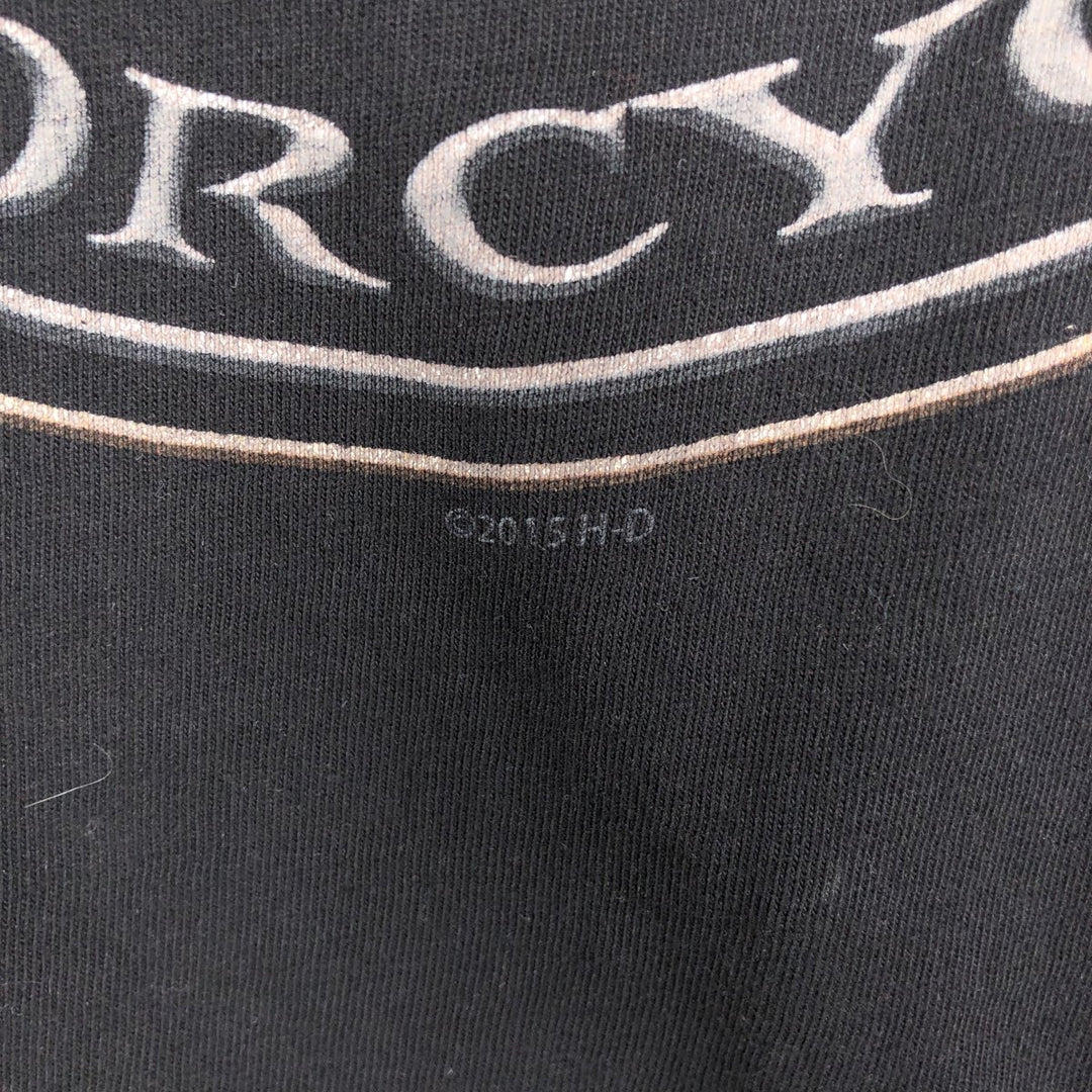 Harley-Davidson Eagle Pattern Skull Pattern Motorcycle T-Shirt, Made in USA, Men's Size L cotton black type Vintage Second Hand