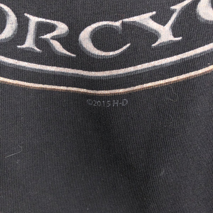 Harley-Davidson Eagle Pattern Skull Pattern Motorcycle T-Shirt, Made in USA, Men's Size L cotton black type Vintage Second Hand