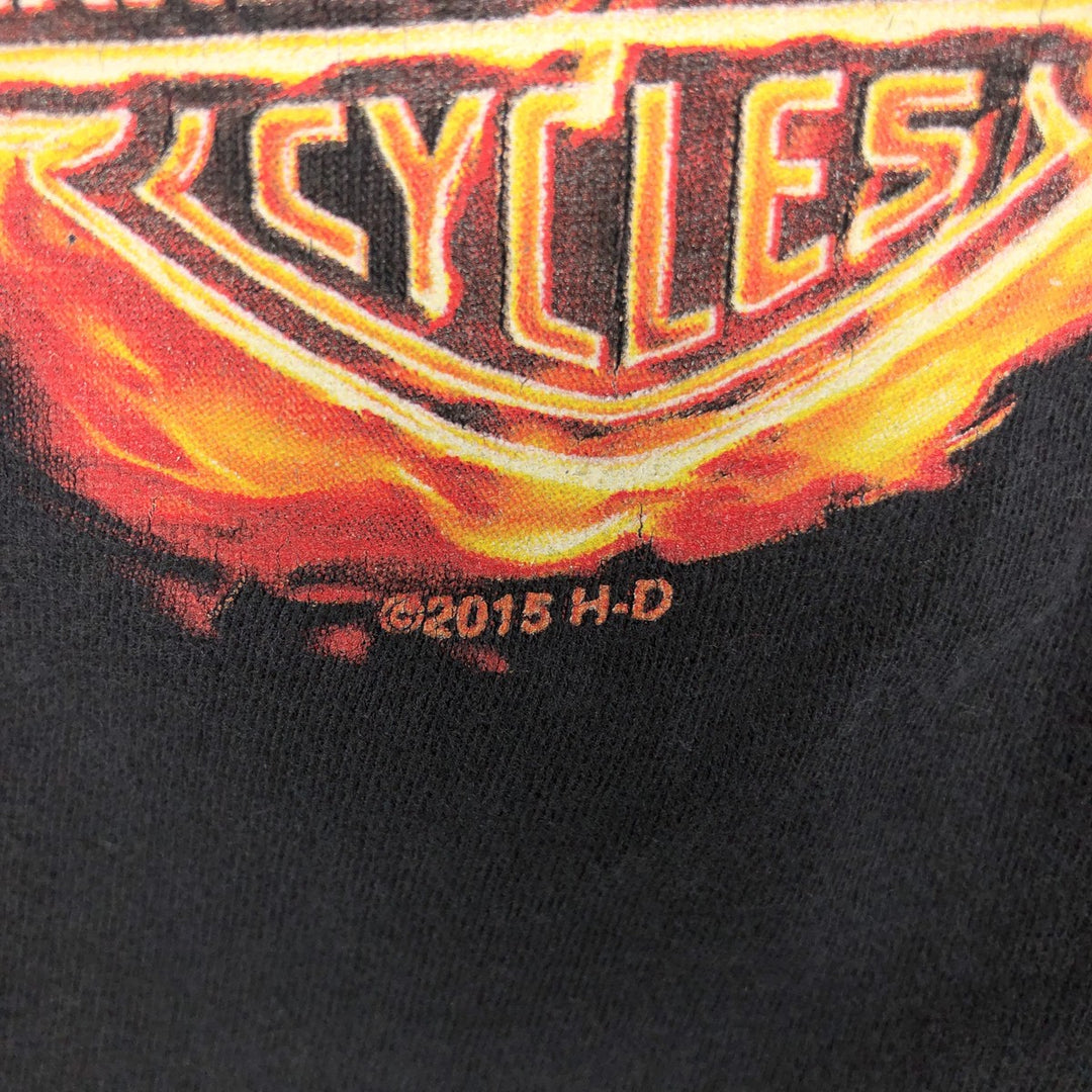 Harley-Davidson Fire Pattern Animal Pattern Motorcycle Bike T-Shirt, Men's Size Medium cotton black type Vintage Second Hand