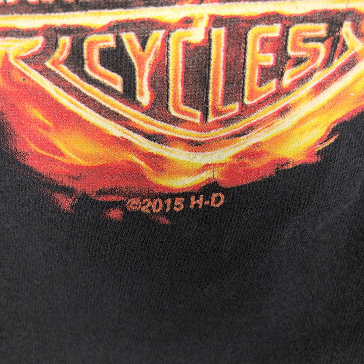 Harley-Davidson Fire Pattern Animal Pattern Motorcycle Bike T-Shirt, Men's Size Medium cotton black type Vintage Second Hand