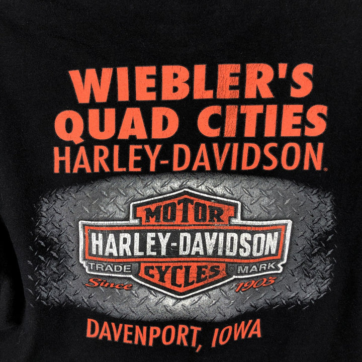 Harley-Davidson Fire Pattern Animal Pattern Motorcycle Bike T-Shirt, Men's Size Medium cotton black type Vintage Second Hand