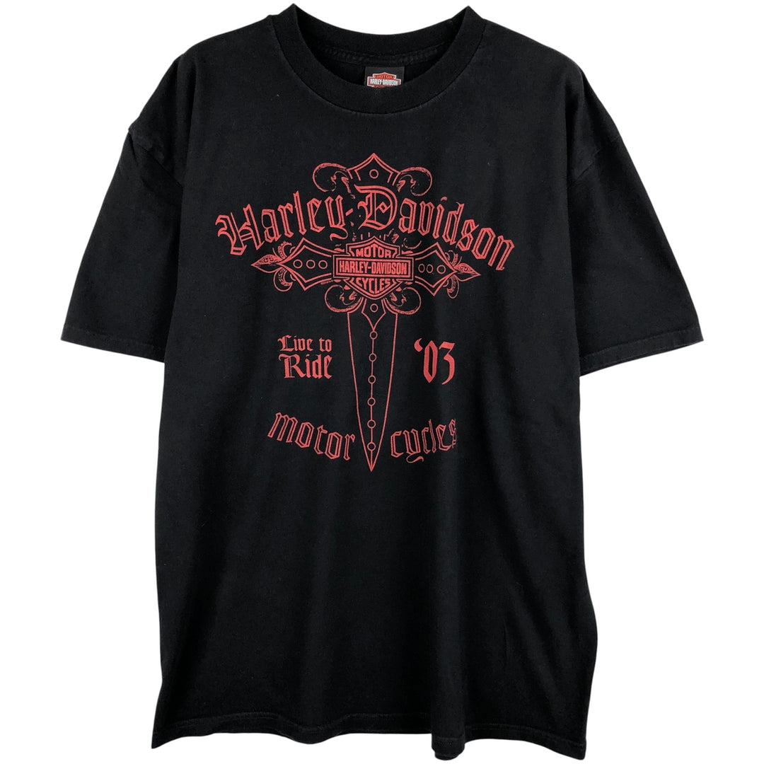 Harley-Davidson Motorcycle Bike T-shirt, Men's XL size cotton black type Vintage Second Hand