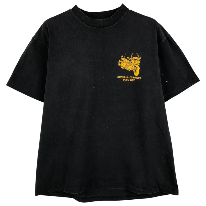 Vintage 90'S Hanes Eagle Pattern Motorcycle T-shirt, Made in USA, Men's Size Large cotton black type Vintage Second Hand