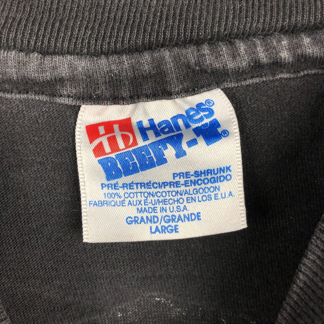 Vintage 90'S Hanes Eagle Pattern Motorcycle T-shirt, Made in USA, Men's Size Large cotton black type Vintage Second Hand