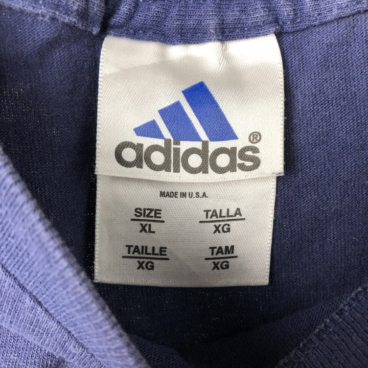 90'S Adidas logo print T-shirt, made in USA, men's XL size, vintage cotton navy blue type Vintage Second Hand