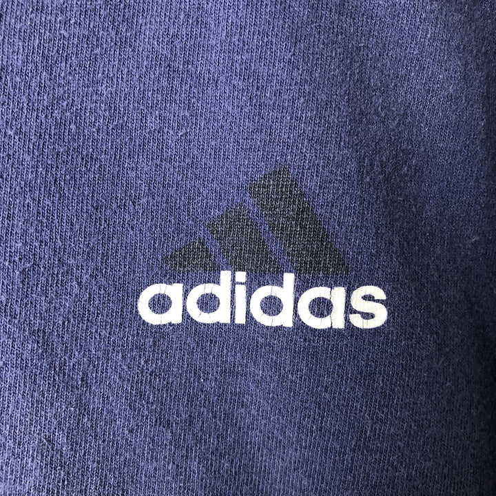 90'S Adidas logo print T-shirt, made in USA, men's XL size, vintage cotton navy blue type Vintage Second Hand