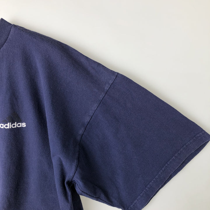 90'S Adidas logo print T-shirt, made in USA, men's XL size, vintage cotton navy blue type Vintage Second Hand